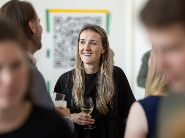 Dr. Charlotte Vogt at the reception after the ceremony