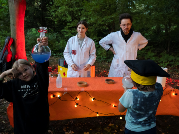 Children playing with chemistry