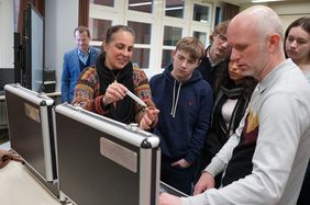 Prof. Mroginski and Dr. Merkel explaining the kit.
