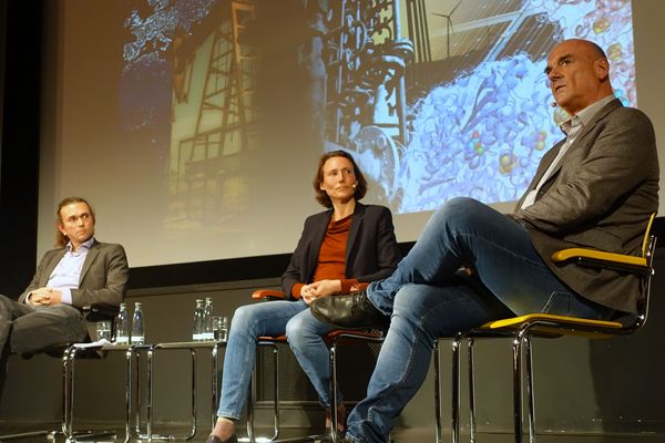 The panel: Prof. Matthias Drieß, Prof. Anke Weidlich, Dr. Benjamin Steininger © UniSysCat